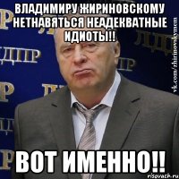 Владимиру Жириновскому нетнавяться неадекватные идиоты!! Вот именно!!