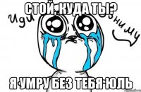 Стой, куда ты? Я УМРУ БЕЗ ТЕБЯ ЮЛЬ