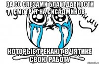 QA со слезами благодарности смотрит на сисадминов, которые трекают в чятике свою работу