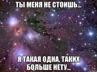 Ты меня не стоишь... Я такая одна, таких больше нету..,