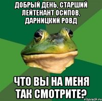 Добрый день, старший лейтенант осипов, дарницкий ровд Что вы на меня так смотрите?