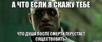 А что если я скажу тебе что душа после смерти перестает существовать?