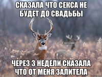 Сказала что секса не будет до свадьбы через 3 недели сказала что от меня залитела