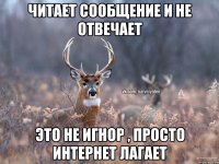 Читает сообщение и не отвечает это не игнор , просто интернет лагает