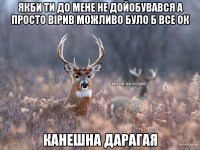 якби ти до мене не дойобувався а просто вірив можливо було б все ок канешна дарагая