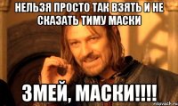 Нельзя просто так взять и не сказать тиму маски Змей, маски!!!!