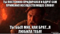 Ты постоянно придирался и вдруг сам применил несуществующее слово! Ты был мне, как брат...Я любила тебя!