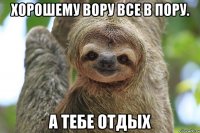 Хорошему вору все в пору. А тебе отдых