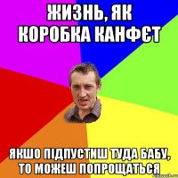 Жизнь, як коробка канфєт якшо підпустиш туда бабу, то можеш попрощаться