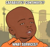 Capability? continuity? what services?