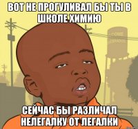 Вот не прогуливал бы ты в школе химию Сейчас бы различал нелегалку от легалки