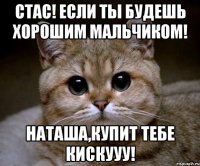 Стас! Если ты будешь хорошим мальчиком! Наташа,купит тебе кискууу!