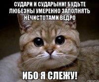 Судари и сударыни! Будьте любезны умеренно заполнять нечистотами ведро Ибо я слежу!