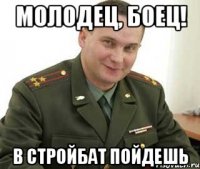 Молодец, боец! В стройбат пойдешь