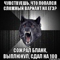 Чувствуешь, что попался сложный вариант на ЕГЭ? Сожрал бланк, выплюнул, сдал на 100