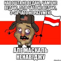 навошта не ведаю, чаму не ведаю, для чаго не ведаю, з-за чаго не разумею але Маскаль ненавіджу