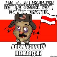 навошта не ведаю, чаму не ведаю, для чаго не ведаю, з-за чаго не разумею але маскалёў ненавіджу