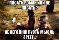 Писать роман или не писать? Не сегодня! Пусть мысль зреет...