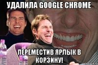 Удалила Google Chrome Переместив ярлык в корзину!