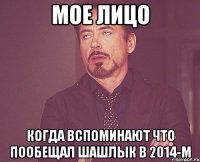 Мое лицо Когда вспоминают что пообещал шашлык в 2014-м