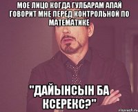 Мое лицо когда Гулбарам апай говорит мне перед контрольной по математике "Дайынсын ба ксерекс?"