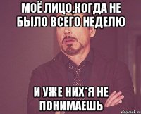 моё лицо,когда не было всего неделю и уже них*я не понимаешь