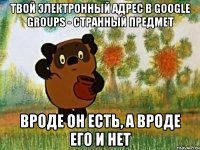 Твой электронный адрес в Google Groups - странный предмет Вроде он есть, а вроде его и нет