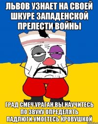 Львов узнает на своей шкуре западенской прелести войны Град смеч ураган вы научитесь по звуку определять падлюги.умоетесь кровушкой