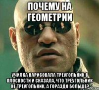 почему на геометрии училка нарисовала треугольник в плоскости и сказала, что треугольник не треугольник, а гораздо больше?