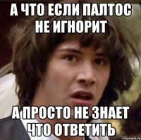 А ЧТО ЕСЛИ ПАЛТОС НЕ ИГНОРИТ А ПРОСТО НЕ ЗНАЕТ ЧТО ОТВЕТИТЬ