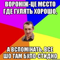 Вороніж-це мєсто где гулять хорошо, А вспомінать, все шо там було-стидно