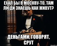 ехал бы в москву-то, там люди знаешь как живут? деньгами, говорят, срут