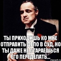 Ты приходишь ко мне отправить дело в суд, но ты даже не стараешься его переделать...