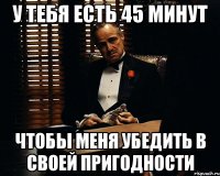 У тебя есть 45 минут Чтобы меня убедить в своей пригодности