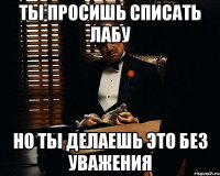 Ты просишь списать лабу но ты делаешь это без уважения