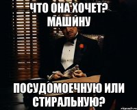 Что она хочет? Машину Посудомоечную или стиральную?