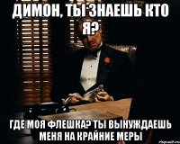 Димон, ты знаешь кто я? Где моя флешка? Ты вынуждаешь меня на крайние меры