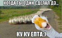 Когда ты один сделал ДЗ... Ку ку ЕПТА:)