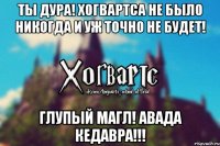 Ты дура! Хогвартса не было никогда и уж точно не будет! Глупый магл! АВАДА КЕДАВРА!!!