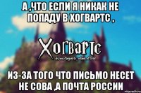 А ,что если я никак не попаду в Хогвартс , Из-за того что письмо несет не сова ,а почта России