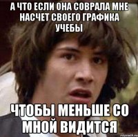 а что если она соврала мне насчет своего графика учебы чтобы меньше со мной видится