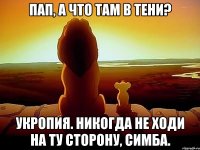 Пап, а что там в тени? Укропия. Никогда не ходи на ту сторону, Симба.