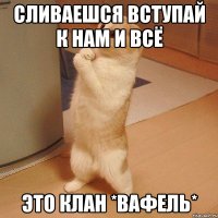 сливаешся вступай к нам и всё Это клан *Вафель*