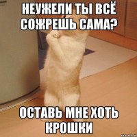 неужели ты всё сожрешь сама? оставь мне хоть крошки