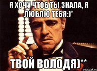 я хочу чтоб ты знала, я люблю тебя:)* твой Володя)**