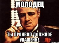 молодец ты проявил должное уважение