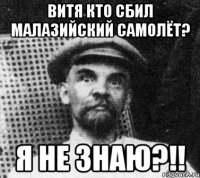 витя кто сбил малазийский самолёт? я не знаю?!!