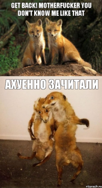 Get Back! Motherfucker You don't know me like that АХУЕННО ЗАЧИТАЛИ