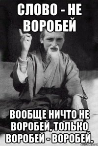 Слово - не воробей вообще ничто не воробей, только воробей - воробей.