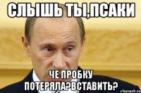 слышь ты,псаки че пробку потеряла?вставить?